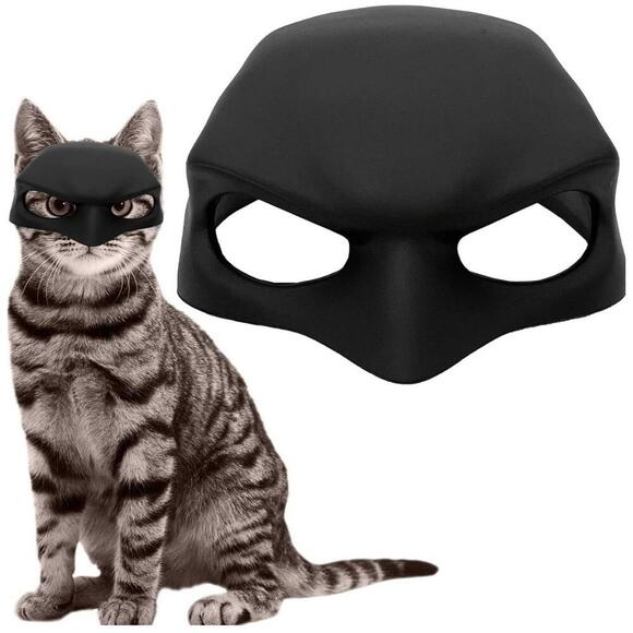 NWT 3D Print Large Cat Bat Mask Black High Impact Plastic - Picture 2 of 7